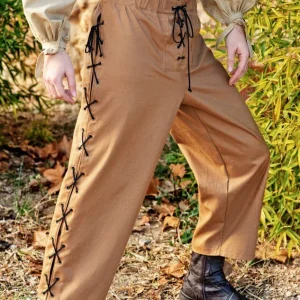Pantalón Medieval Beige con Ojales