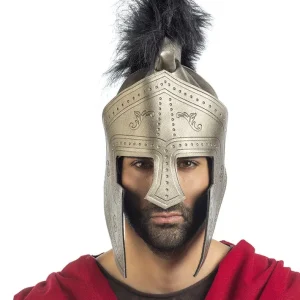 Casco de Centurión Romano Plateado con Penacho