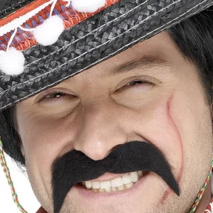 Bigote de Mexicano Negro con Adhesivo